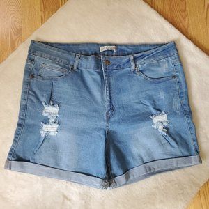 JACK DAVID CUFFED HEM STRETCH JEAN SHORTS